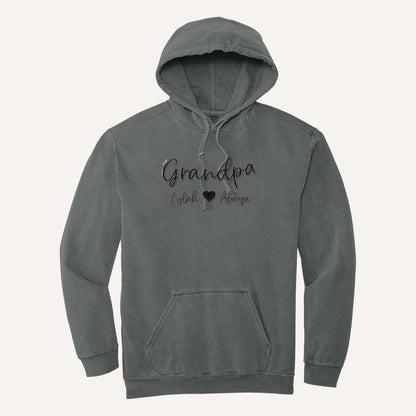 Grandpa Embroidered Hoodie with Grandkids' Names – Comfort Colors Hoodie in Grey