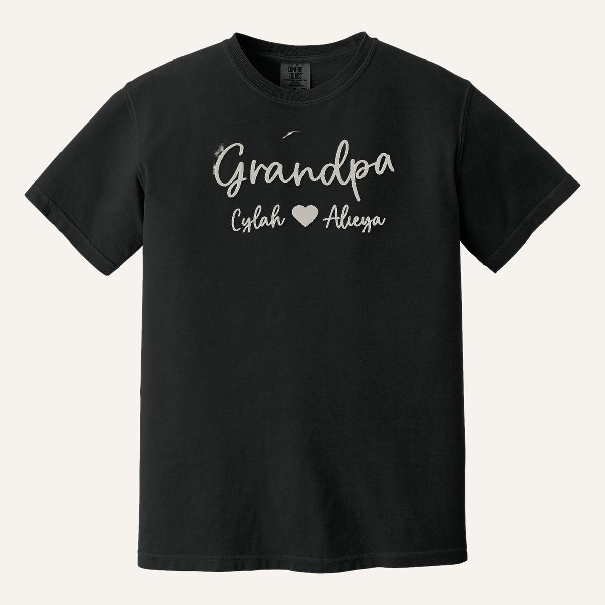 Grandpa Embroidered Hoodie with Grandkids' Names – Comfort Colors Tee in Black