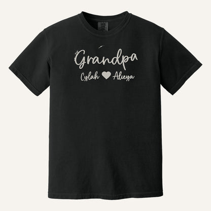 Grandpa Embroidered Hoodie with Grandkids' Names – Comfort Colors Tee in Black