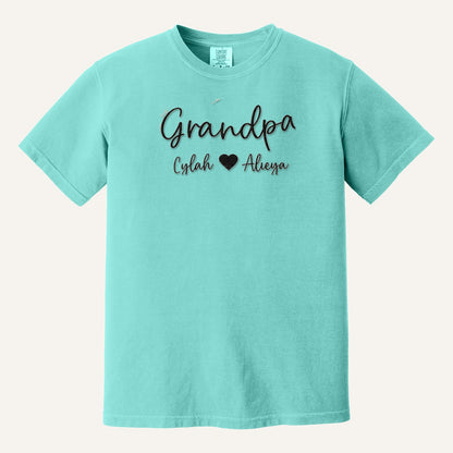 Grandpa Embroidered Hoodie with Grandkids' Names – Comfort Colors Tee in Chalky Mint
