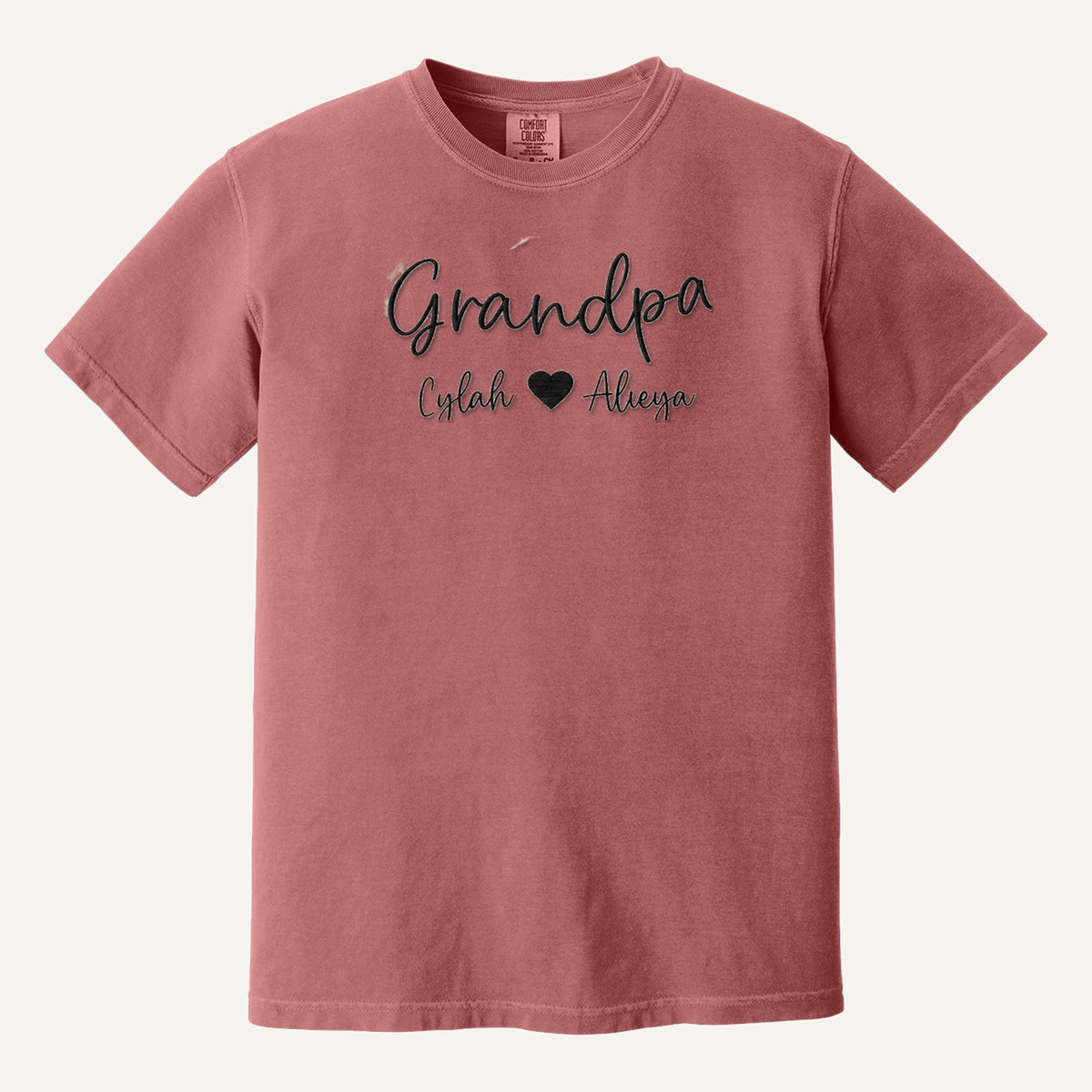 Grandpa Embroidered Hoodie with Grandkids' Names – Comfort Colors Tee in Crimson