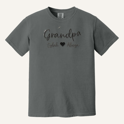 Grandpa Embroidered Hoodie with Grandkids' Names – Comfort Colors Tee in Pepper
