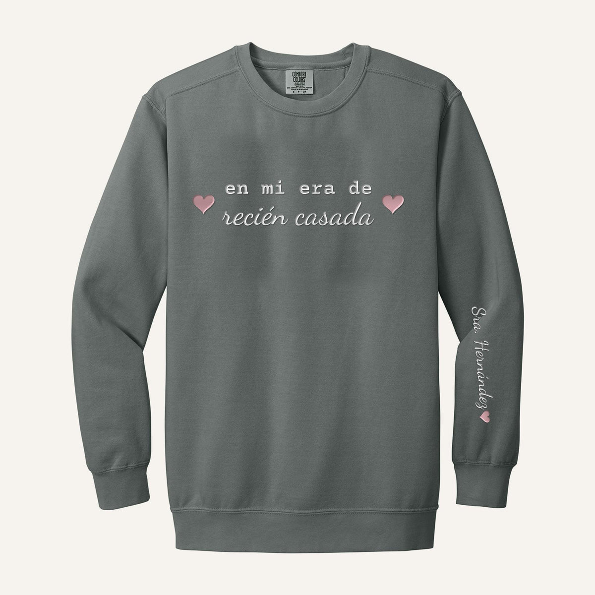 Recién Casada Embroidered Sweatshirt – Comfort Colors Crewneck in Grey