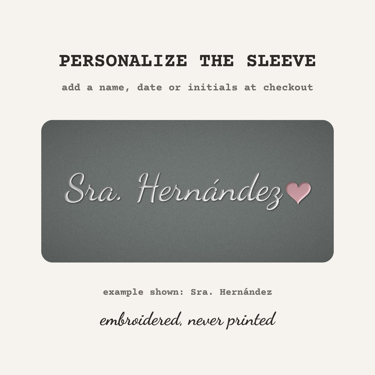 Recién Casada Embroidered Sweatshirt – free sleeve personalization example