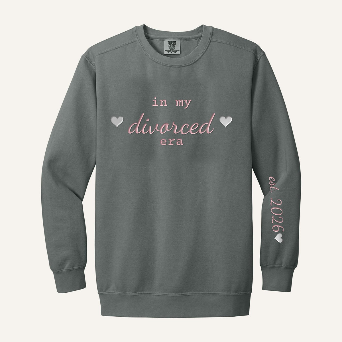 In My Divorced Era Embroidered Sweatshirt – Comfort Colors Crewneck in Grey