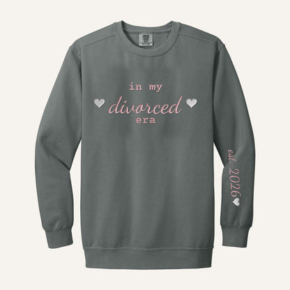 In My Divorced Era Embroidered Sweatshirt – Comfort Colors Crewneck in Grey