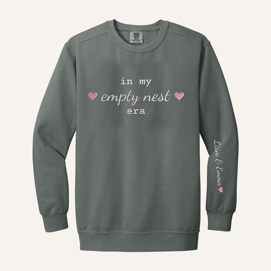 In My Empty Nest Era Embroidered Sweatshirt – Comfort Colors Crewneck in Grey
