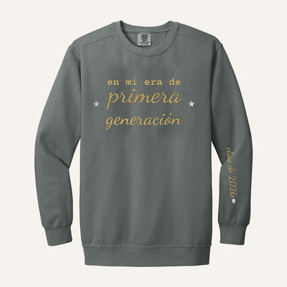 Primera Generación Graduate Embroidered Sweatshirt – Comfort Colors Crewneck in Grey