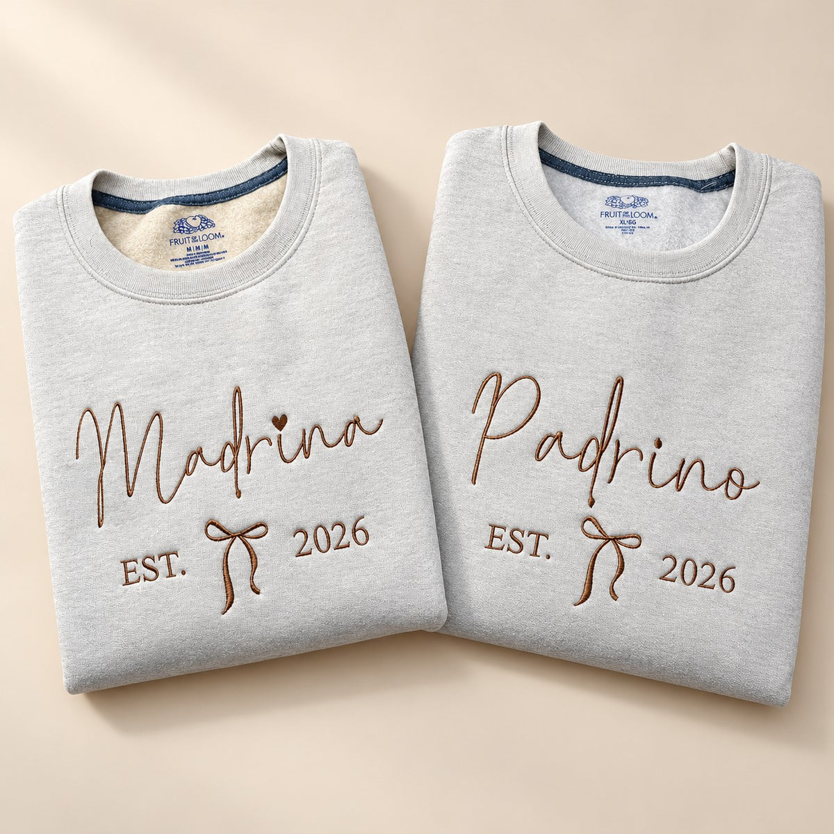 Madrina / Padrino Embroidered Sweatshirt – Est. Year with Bow