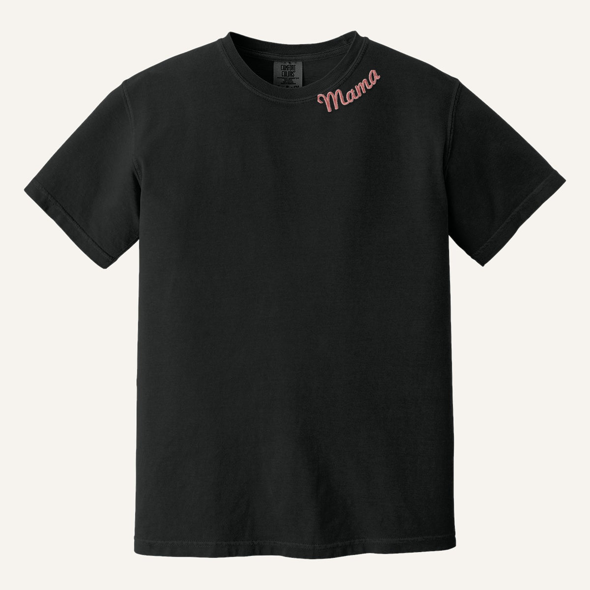 Mama Neckline Embroidered Sweatshirt with Kids' Names on Sleeve – Comfort Colors Tee in Black