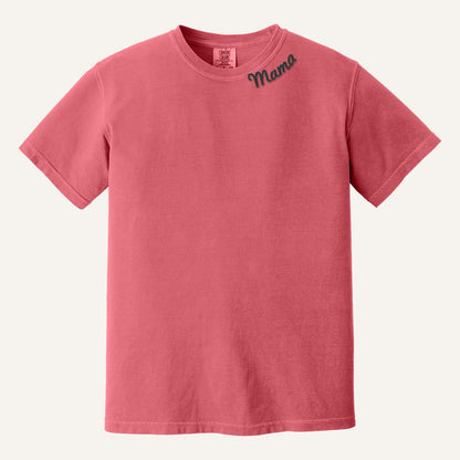 Mama Neckline Embroidered Sweatshirt with Kids' Names on Sleeve – Comfort Colors Tee in Watermelon