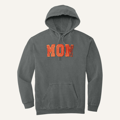 MOM Varsity Glitter Letter Tee – Comfort Colors Hoodie in Grey
