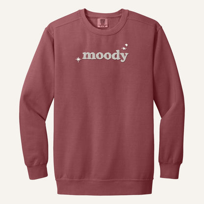 Moody Embroidered Tee – Minimal Script Shirt – Comfort Colors Crewneck in Crimson