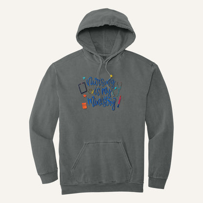 Nursing Is My Ministry Embroidered Tee – Christian Nurse Gift – Comfort Colors Hoodie in Grey