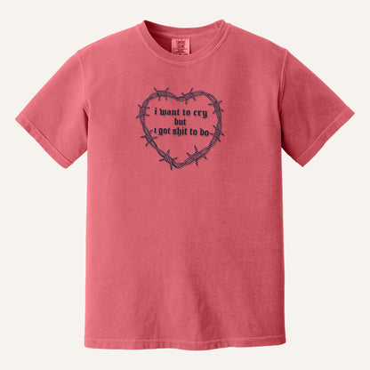 I Want to Cry But I Got Shit to Do Embroidered Sweatshirt – Comfort Colors Tee in Watermelon